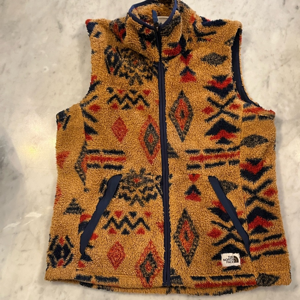 The North Face Tan and Red Patterned Vest